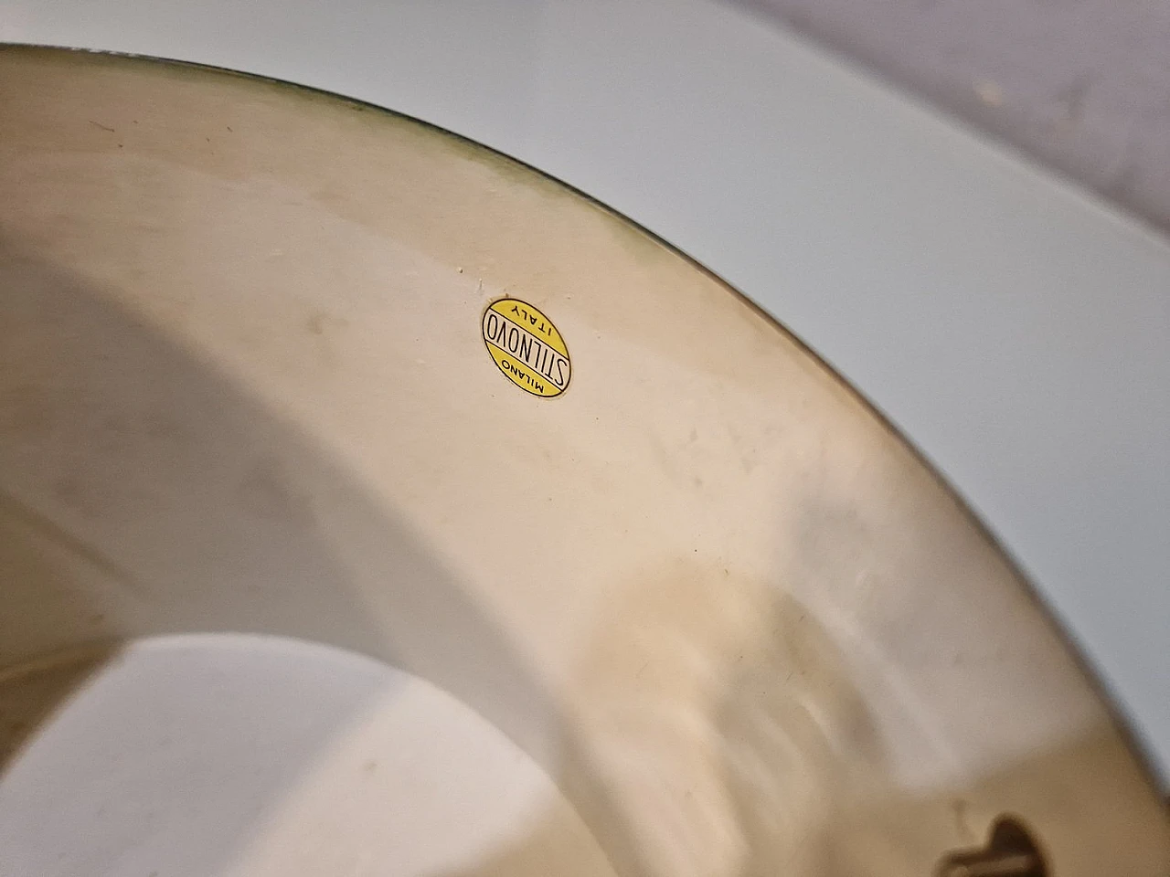 Copper and opaline glass ceiling lamp by Stilnovo, 1950s 6