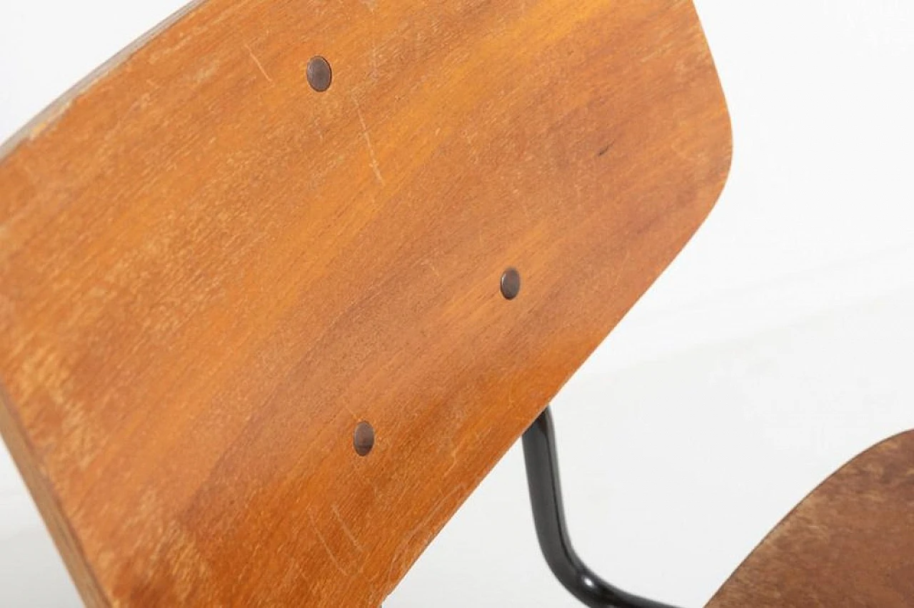 3 Sedie da scuola in acciaio e legno, anni '60 7