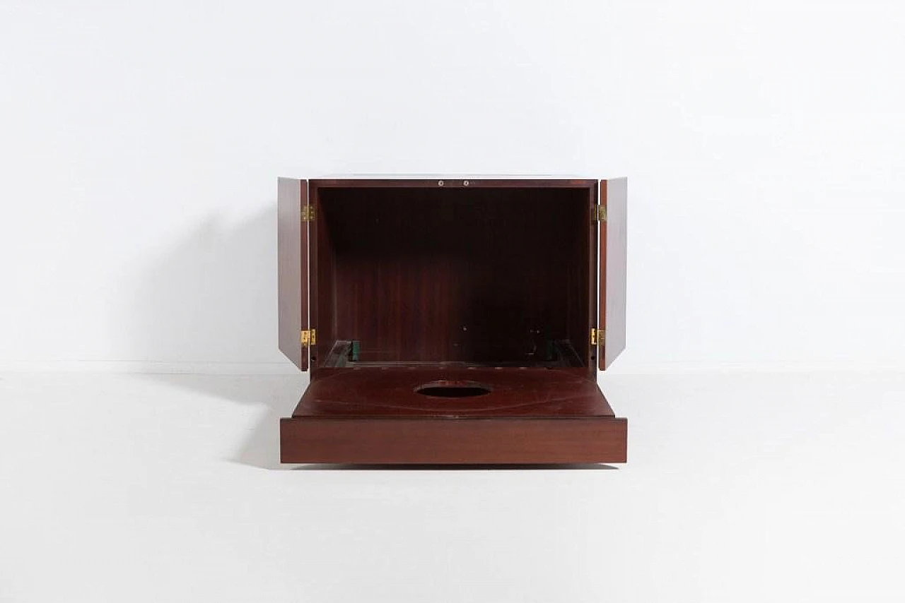 Mobile bar danese in mogano con incisioni in ottone, anni '90 3