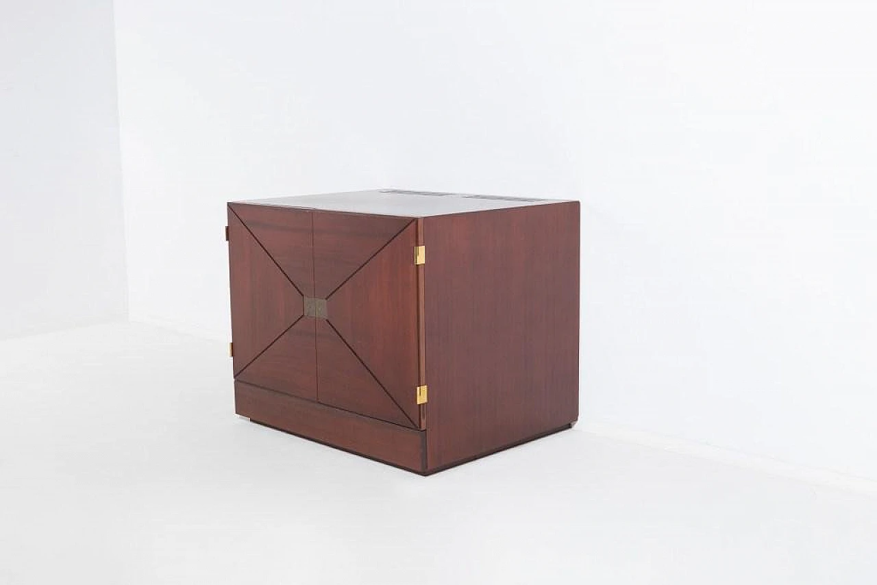 Mobile bar danese in mogano con incisioni in ottone, anni '90 4