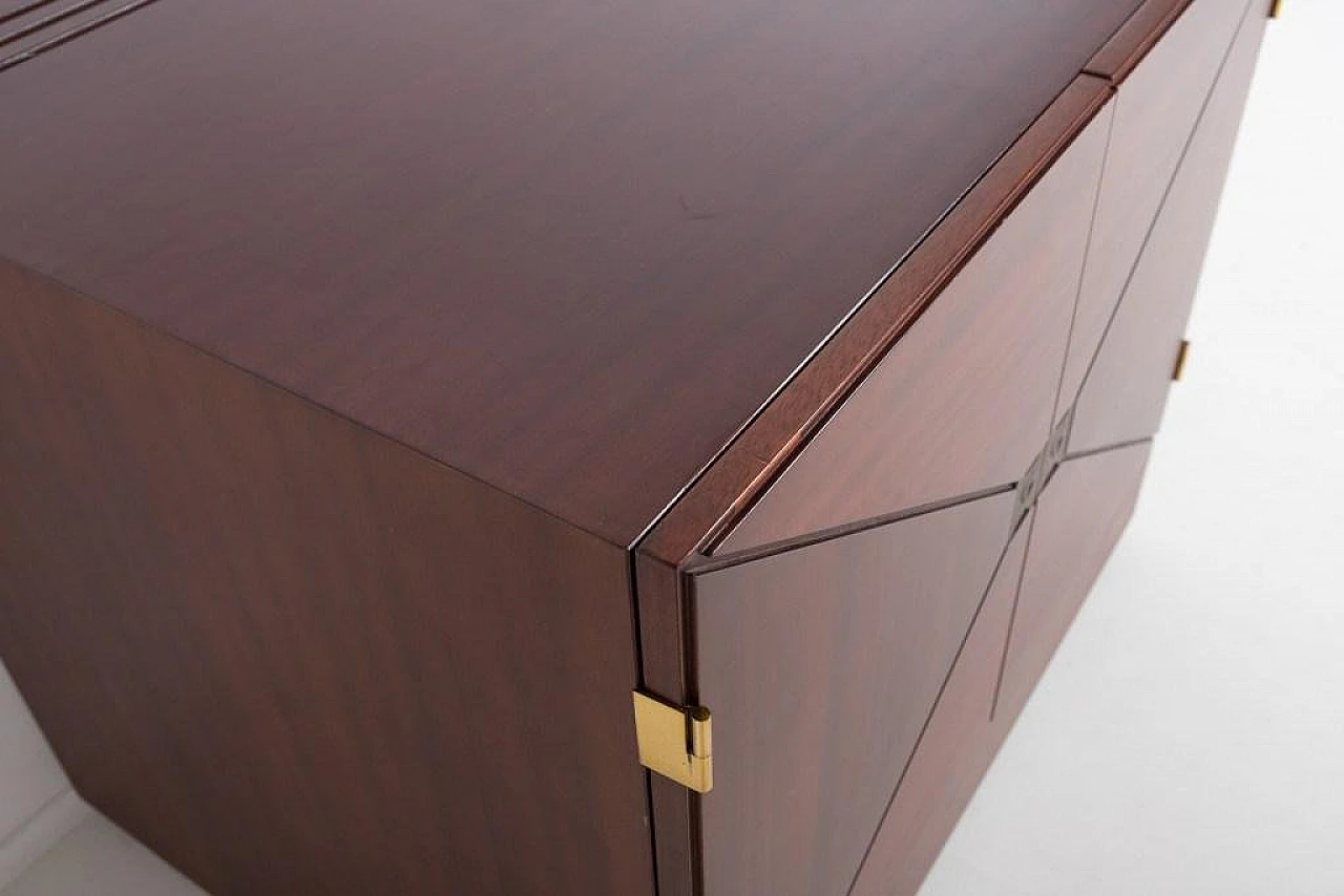 Mobile bar danese in mogano con incisioni in ottone, anni '90 10