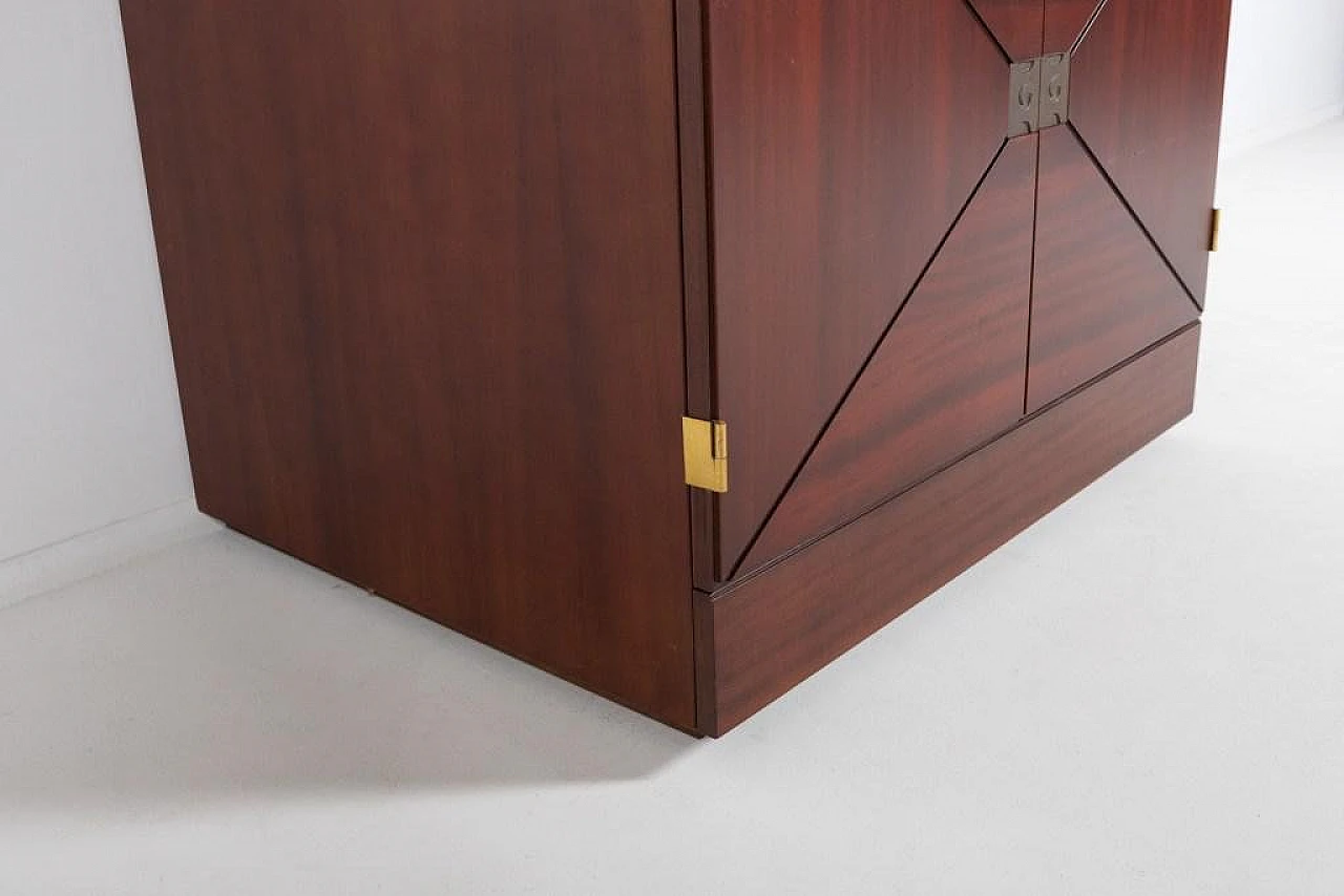 Mobile bar danese in mogano con incisioni in ottone, anni '90 11