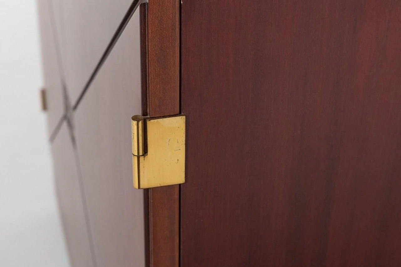 Mobile bar danese in mogano con incisioni in ottone, anni '90 12