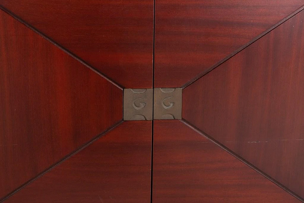 Mobile bar danese in mogano con incisioni in ottone, anni '90 13