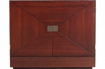 Danish mahogany bar cabinet with brass engravings, 1990s