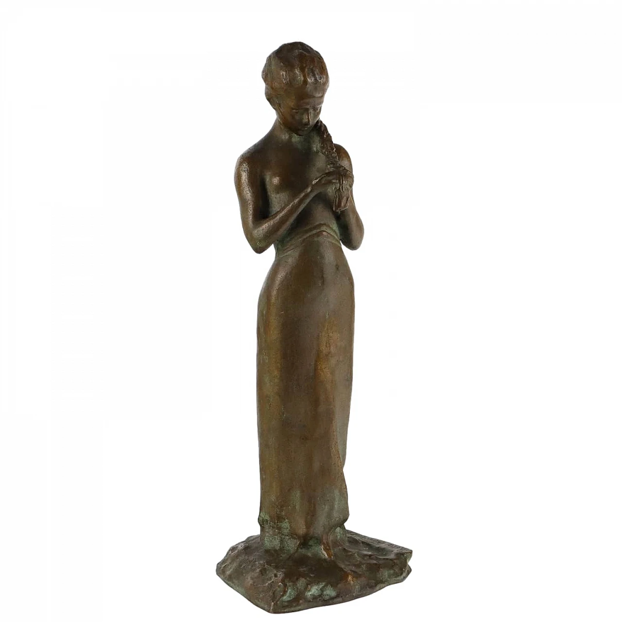 Pavel Petrovitch Trubetskoy, Ragazza con treccia, scultura in bronzo 1