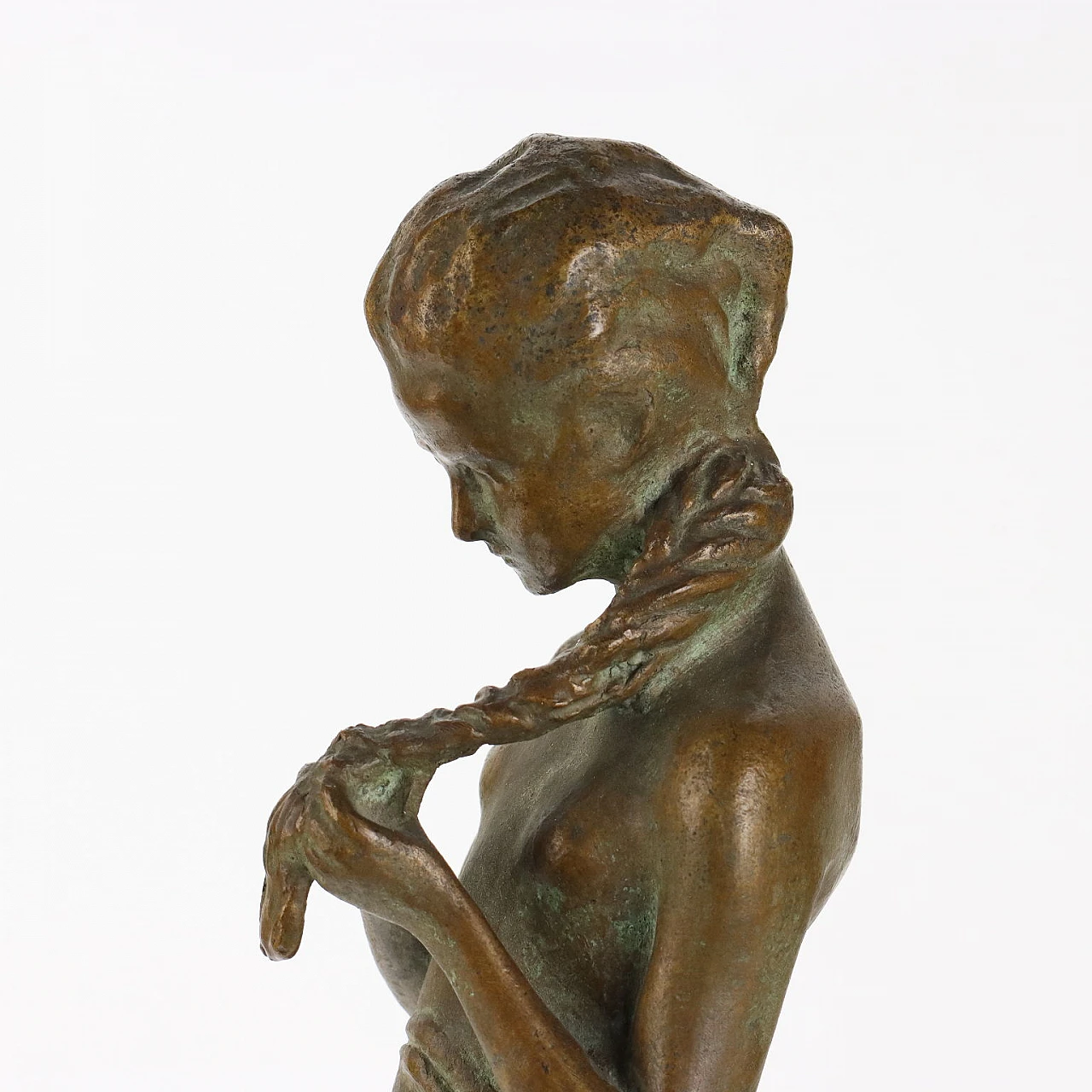 Pavel Petrovitch Trubetskoy, Ragazza con treccia, scultura in bronzo 4