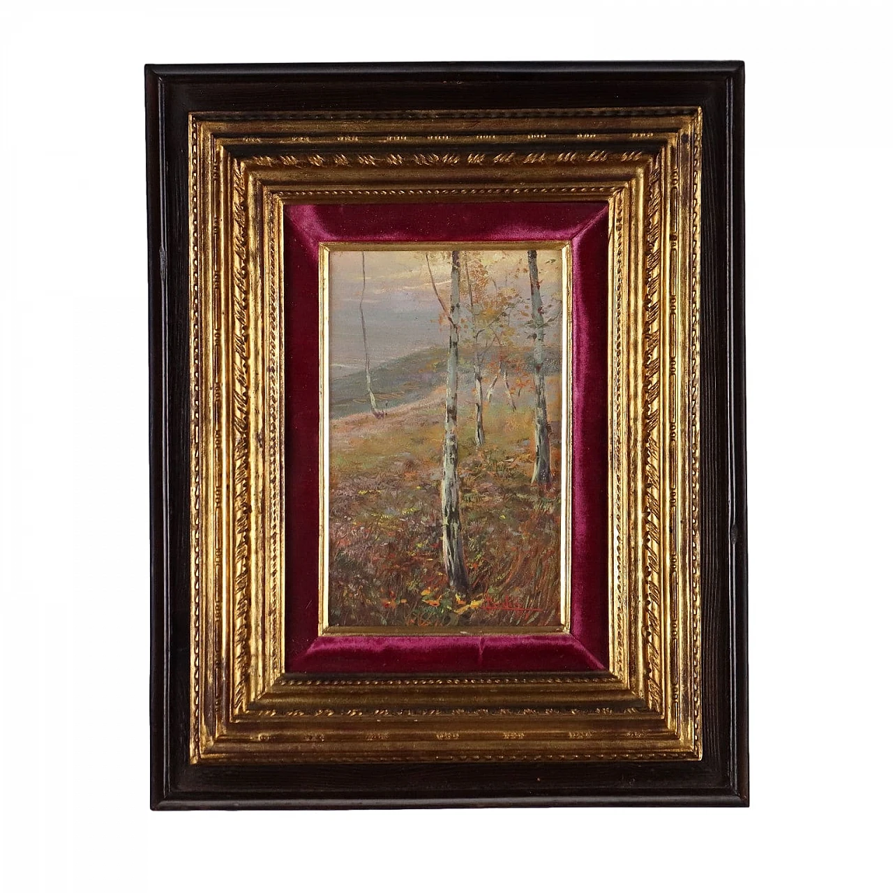 Lodovico Cavaleri, Woodland landscape, oil on cardboard, 19th century 1