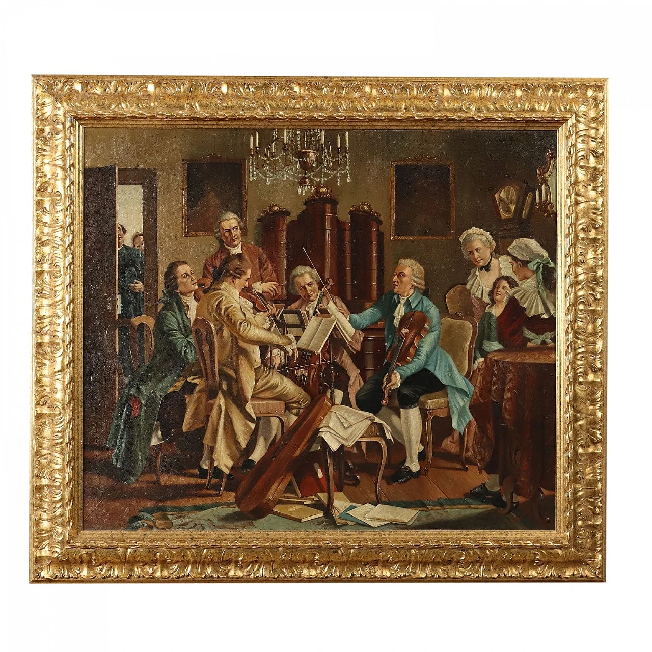 Franz Joseph Haydn conducts string quartet, oil on canvas 1