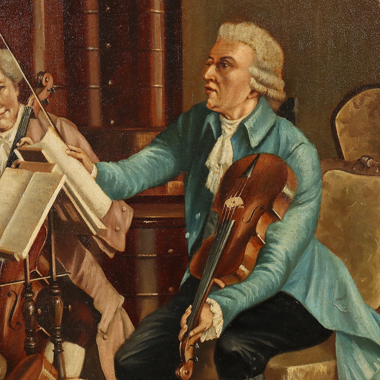 Franz Joseph Haydn conducts string quartet, oil on canvas 3