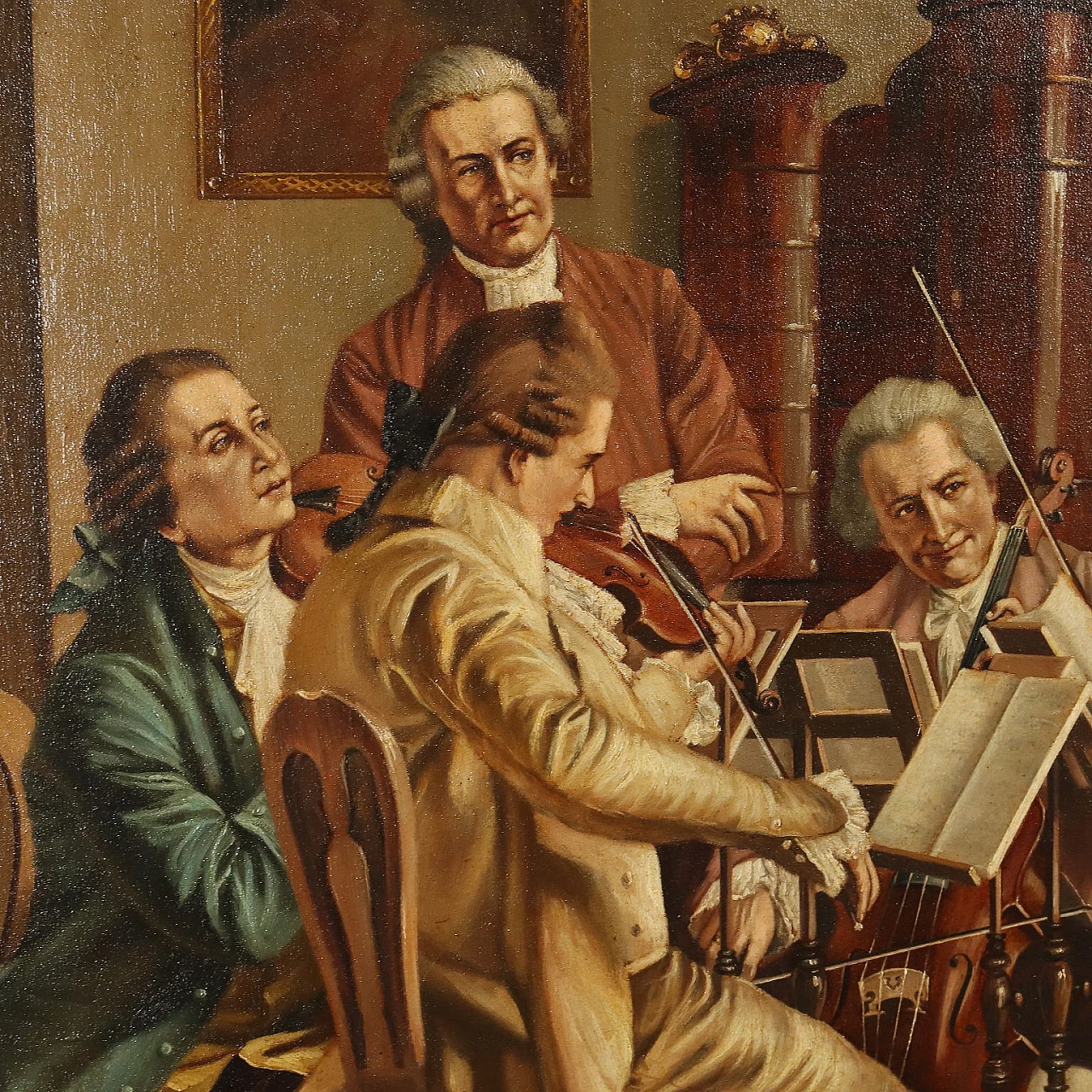 Franz Joseph Haydn conducts string quartet, oil on canvas 4