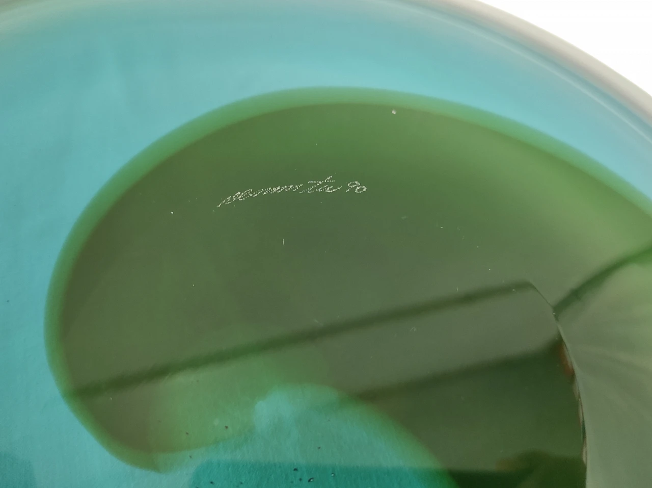 Piatto in vetro di Murano verde e blu di Wirkkala per Venini, anni '90 5