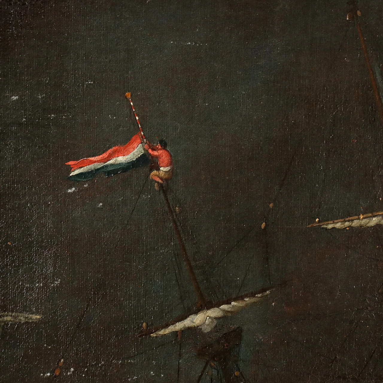 Mare in tempesta, dipinto a olio su tela attribuito a Jan Peeters, '600 4