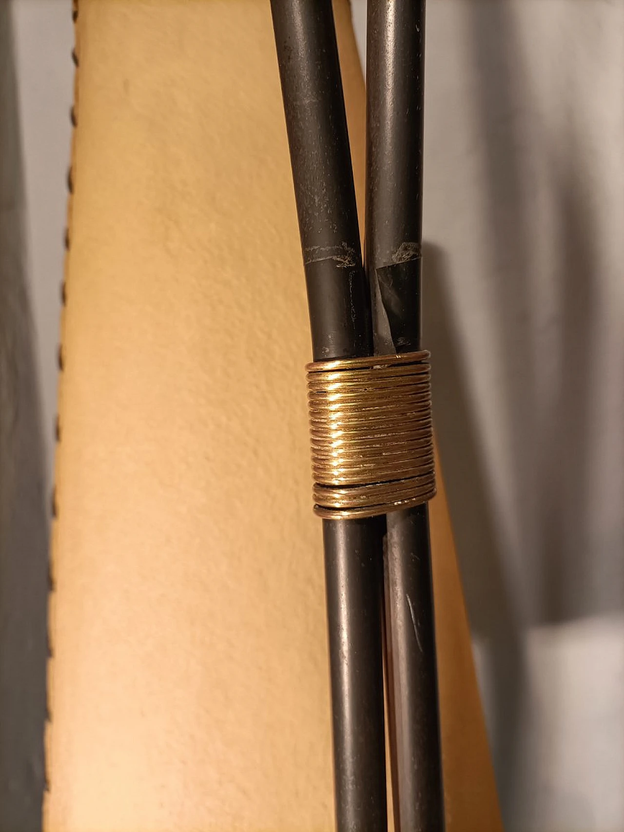 Cat floor lamp made of wood, iron and brass, 1950s 11