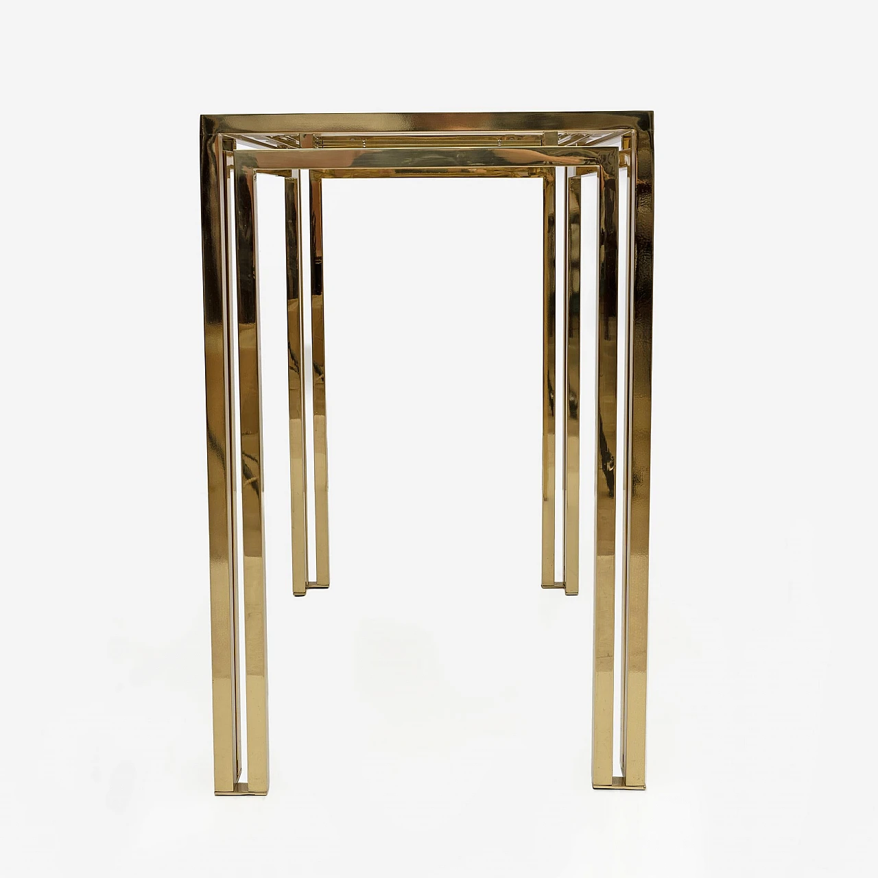 Tavolo in ottone con piano in vetro fumè, anni '70 6