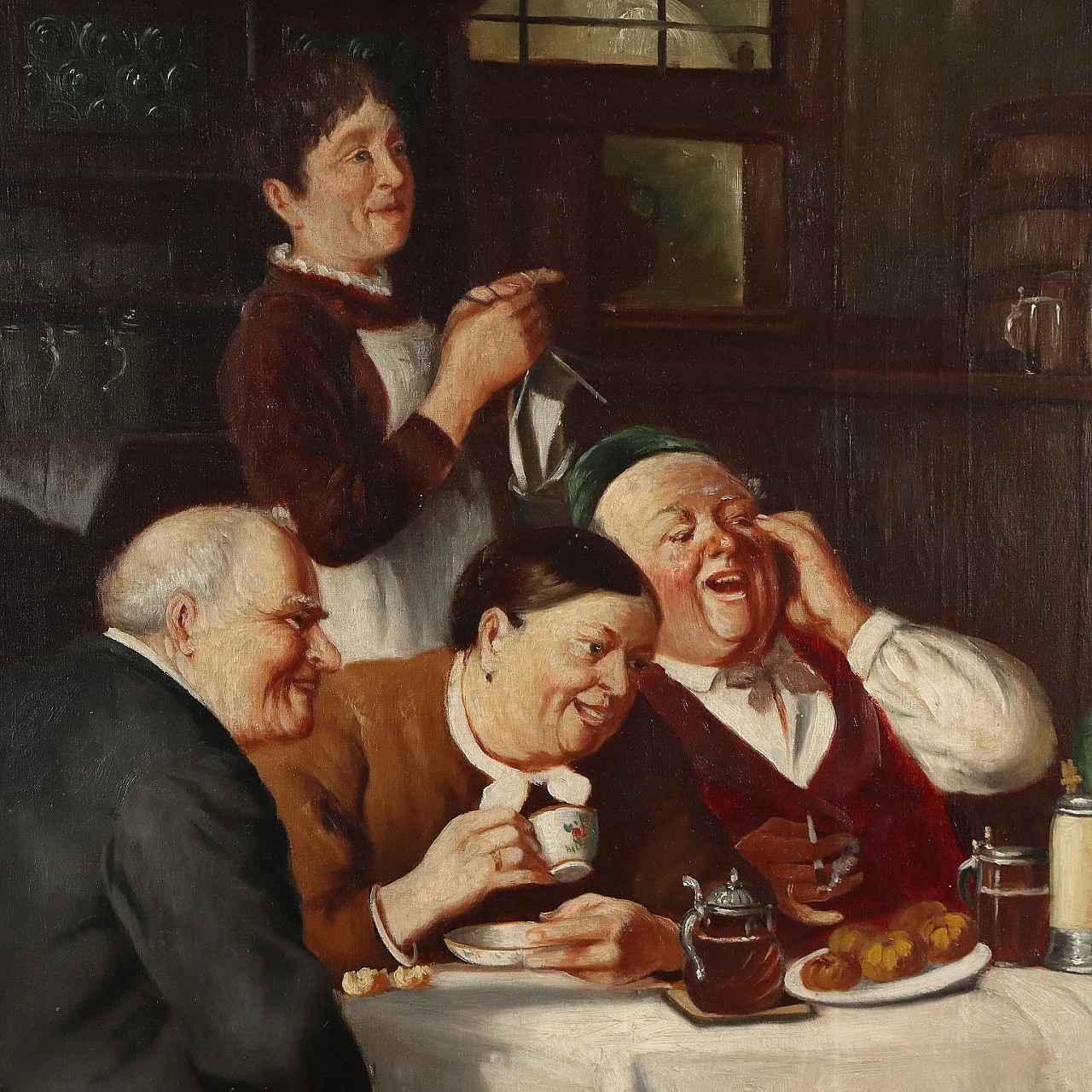 Eduard Huber-Andorf, scene in tavern, oil painting on canvas, 1929 5