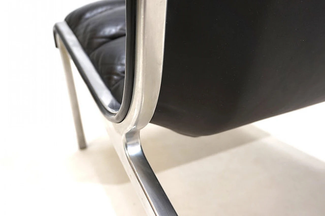 Poltrona in acciaio e pelle nera in stile Fabricius&Kastholm, anni '70 12