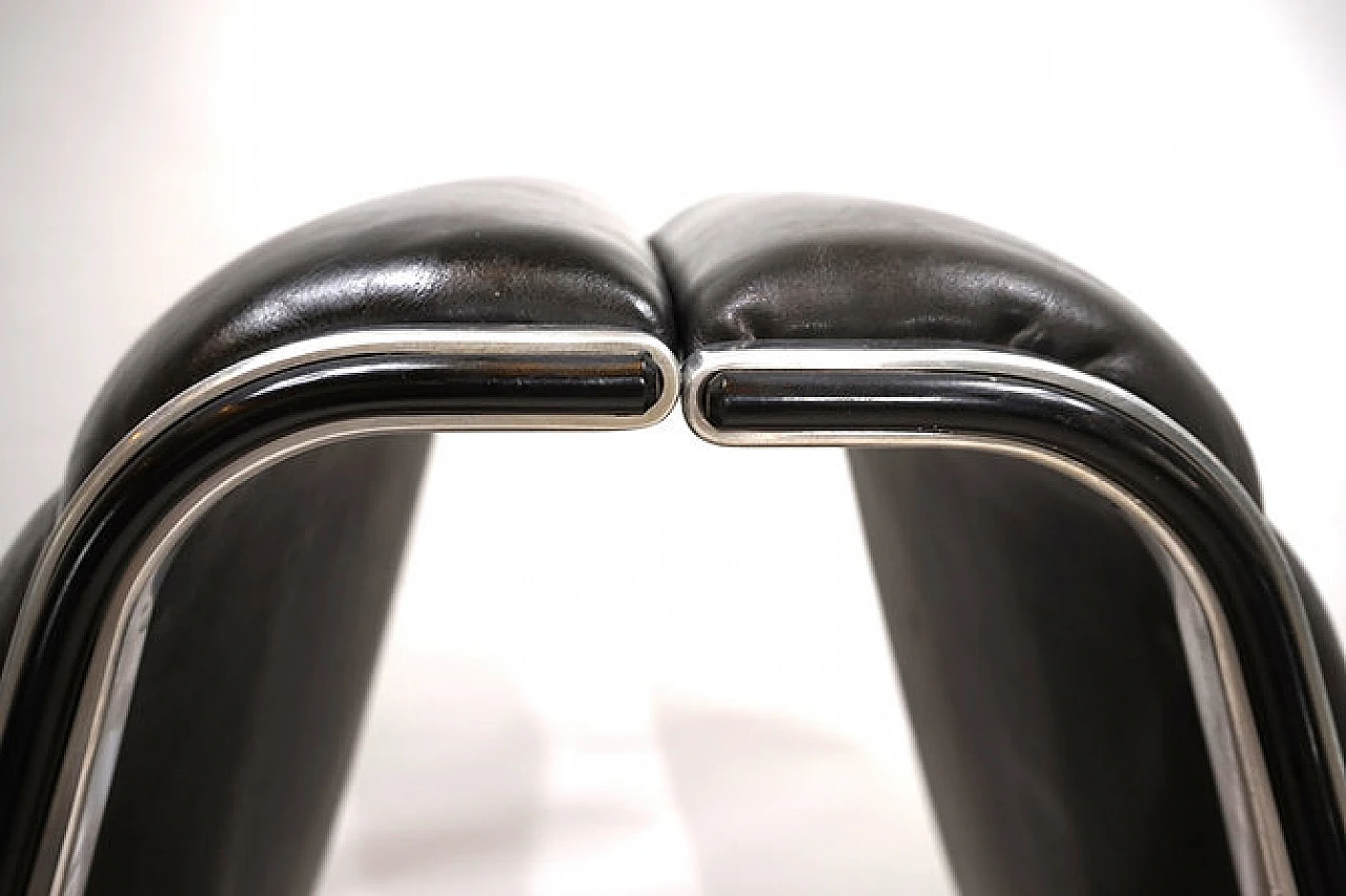 Poltrona in acciaio e pelle nera in stile Fabricius&Kastholm, anni '70 13