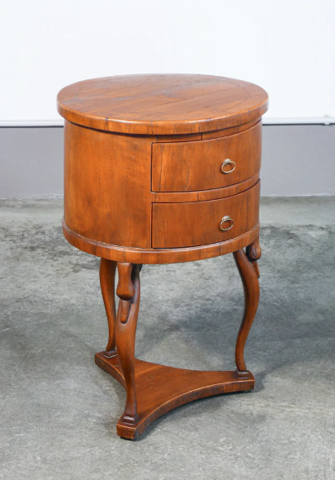 Bedside table in walnut with drawers & sculpted legs, 19th century 2