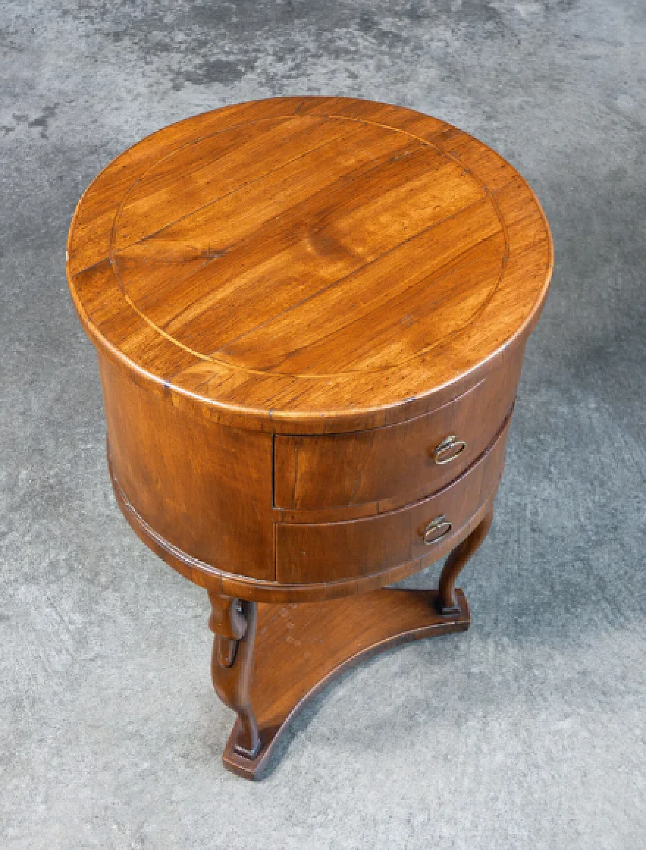 Bedside table in walnut with drawers & sculpted legs, 19th century 3