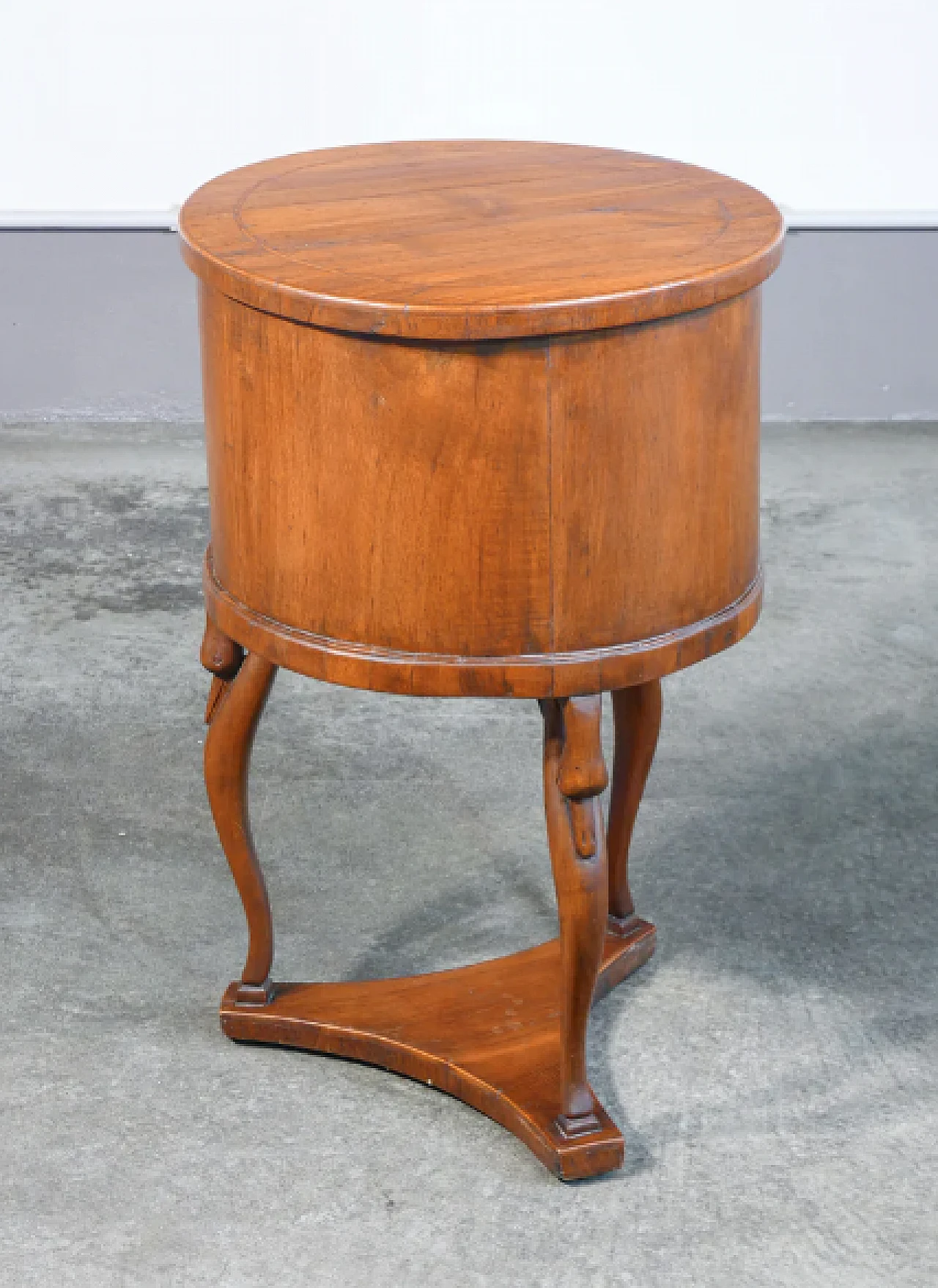 Bedside table in walnut with drawers & sculpted legs, 19th century 8