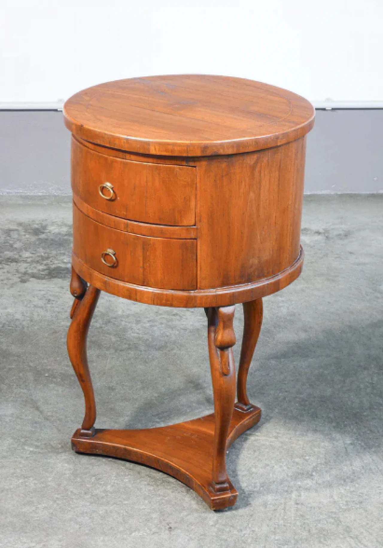 Bedside table in walnut with drawers & sculpted legs, 19th century 9