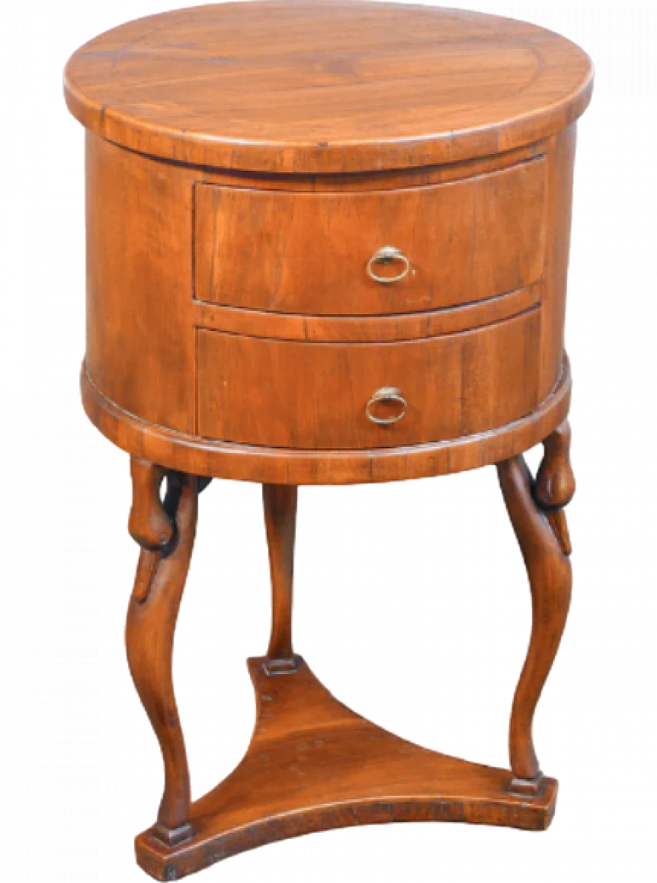 Bedside table in walnut with drawers & sculpted legs, 19th century 10