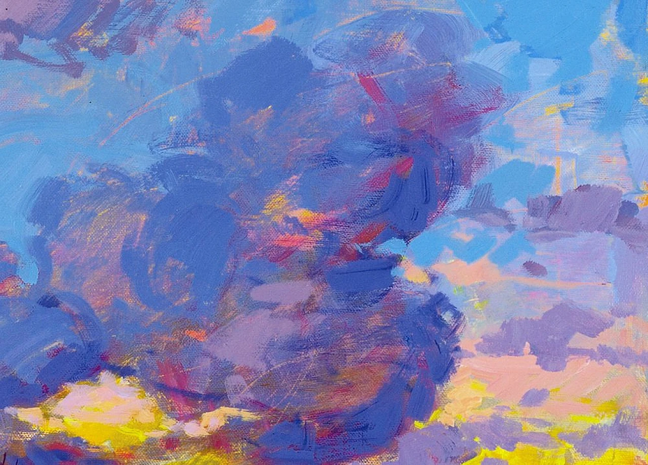 Renato Criscuolo, Tramonto vibrante sul paesaggio, olio su tela, 2003 3