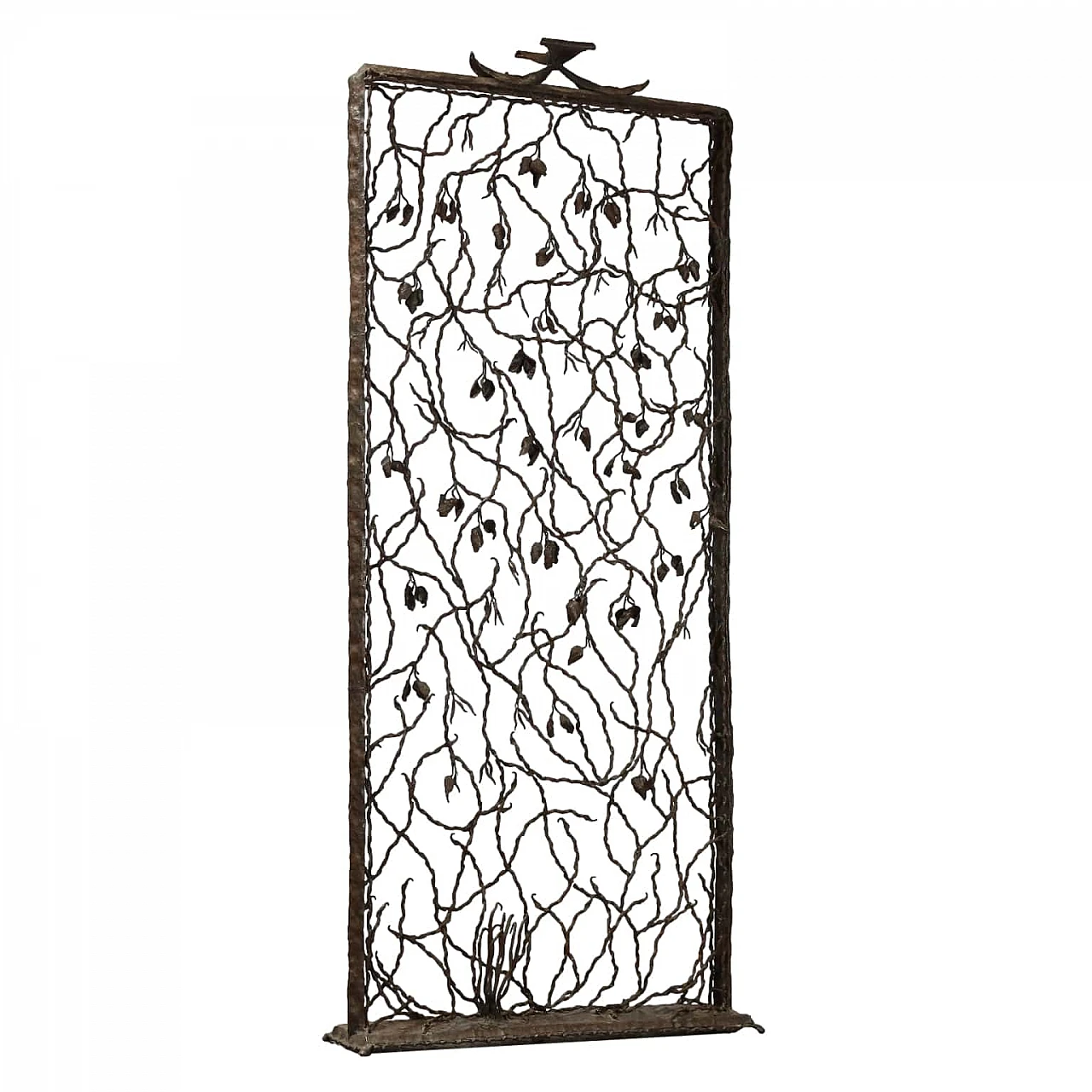 Divisorio in ferro battuto raffigurante pergolato con rami e foglie 1