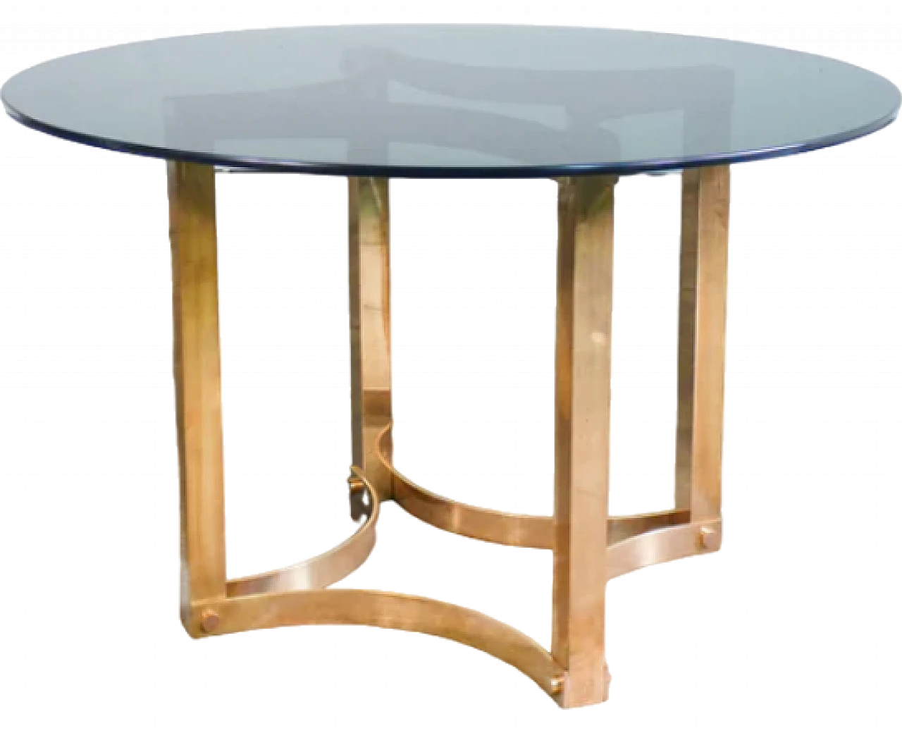 Table with smoked glass top and brass structure, 1970s 7