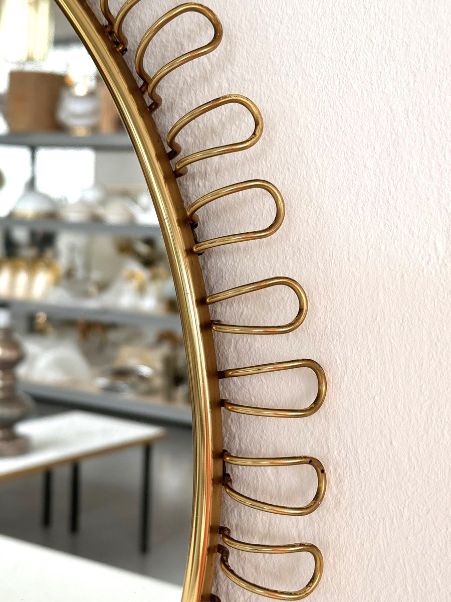 WYZDCP Specchio a soffitto in Metallo con Asta appesa, Specchio Decorativo in Oro per Bagno Soggiorno Grande Cerchio Trucco per Trucco per Trucco per Trucco (Size : Diameter-70CM/27.6INCH