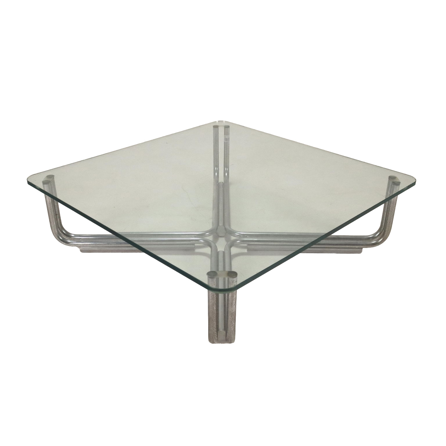 Coffee table in glass and steel by Gianfranco Frattini for Cassina