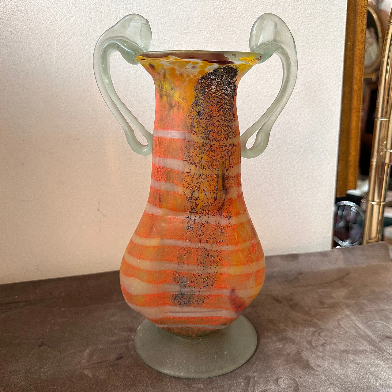 Vaso ad anfora in vetro di Murano in stile Art Nouveau, anni '80 2
