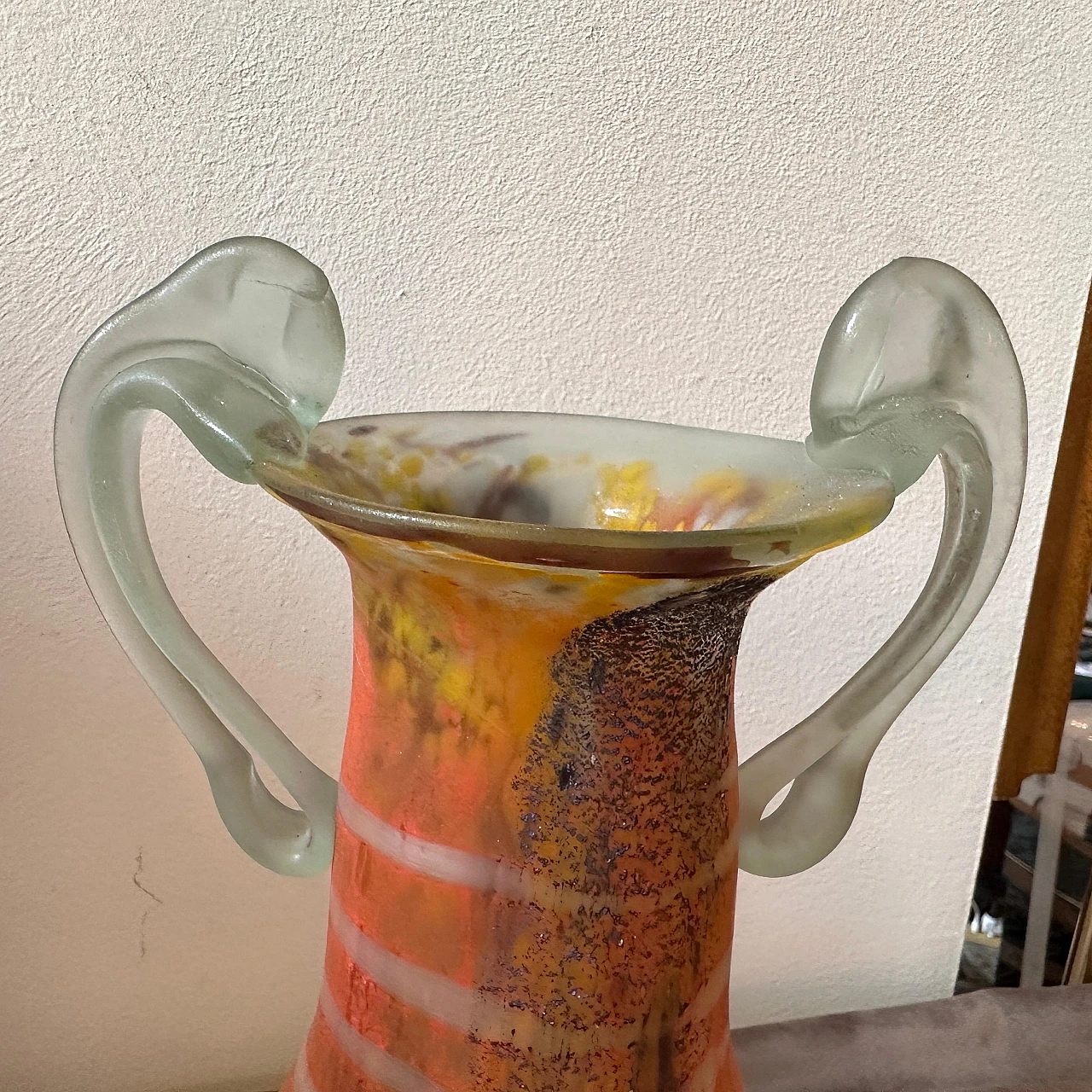 Vaso ad anfora in vetro di Murano in stile Art Nouveau, anni '80 4