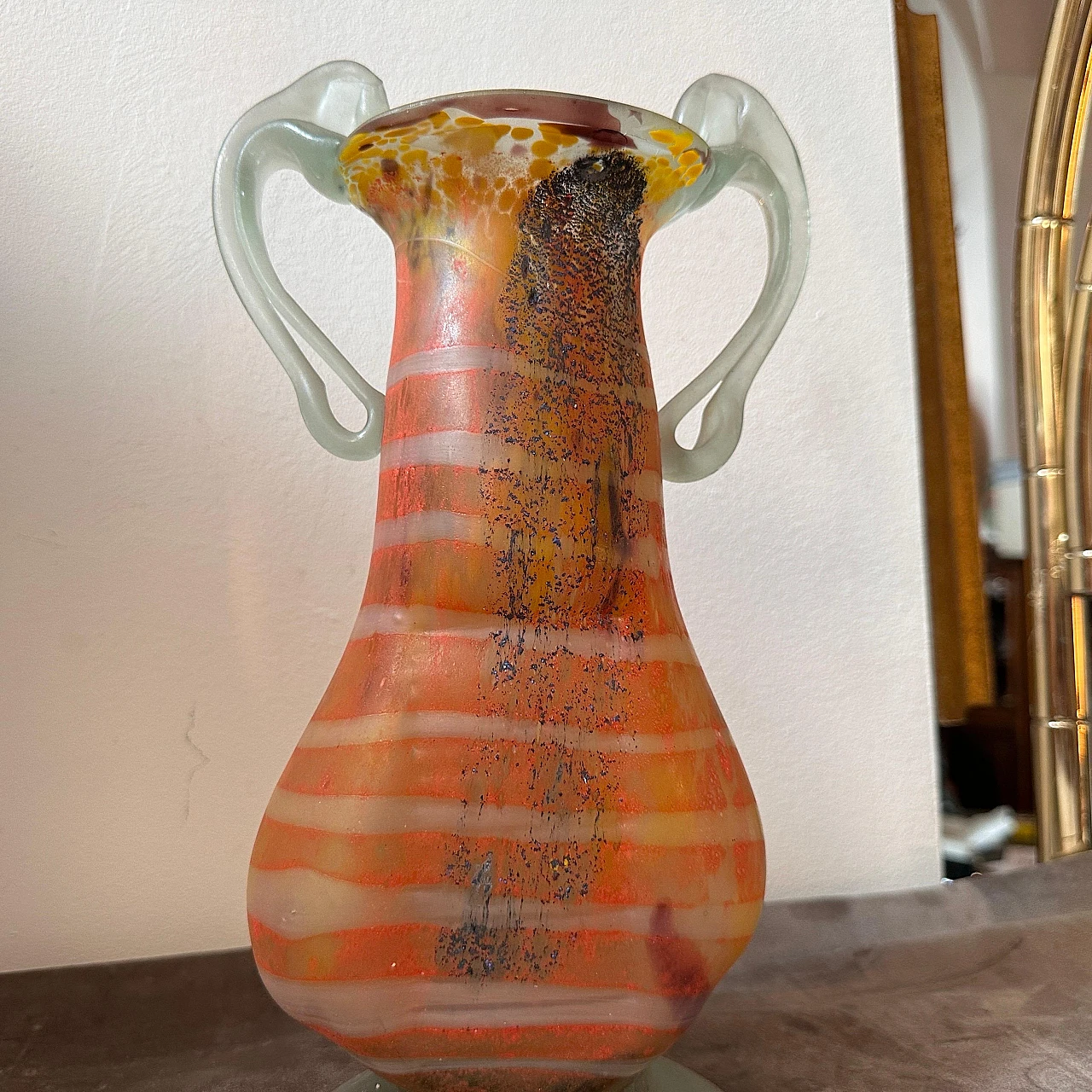 Vaso ad anfora in vetro di Murano in stile Art Nouveau, anni '80 5