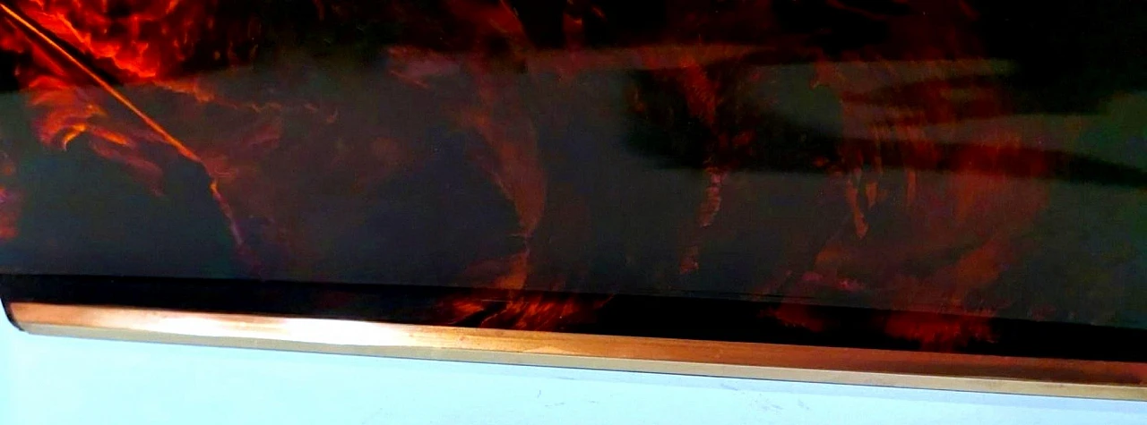 Vassoio in ottone e plexiglass tartarugato, anni '80 14