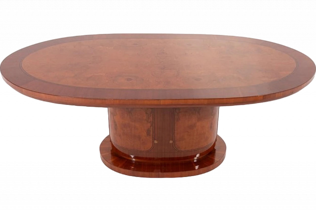 Oval dining table in burl wood veneer, 1990s 9
