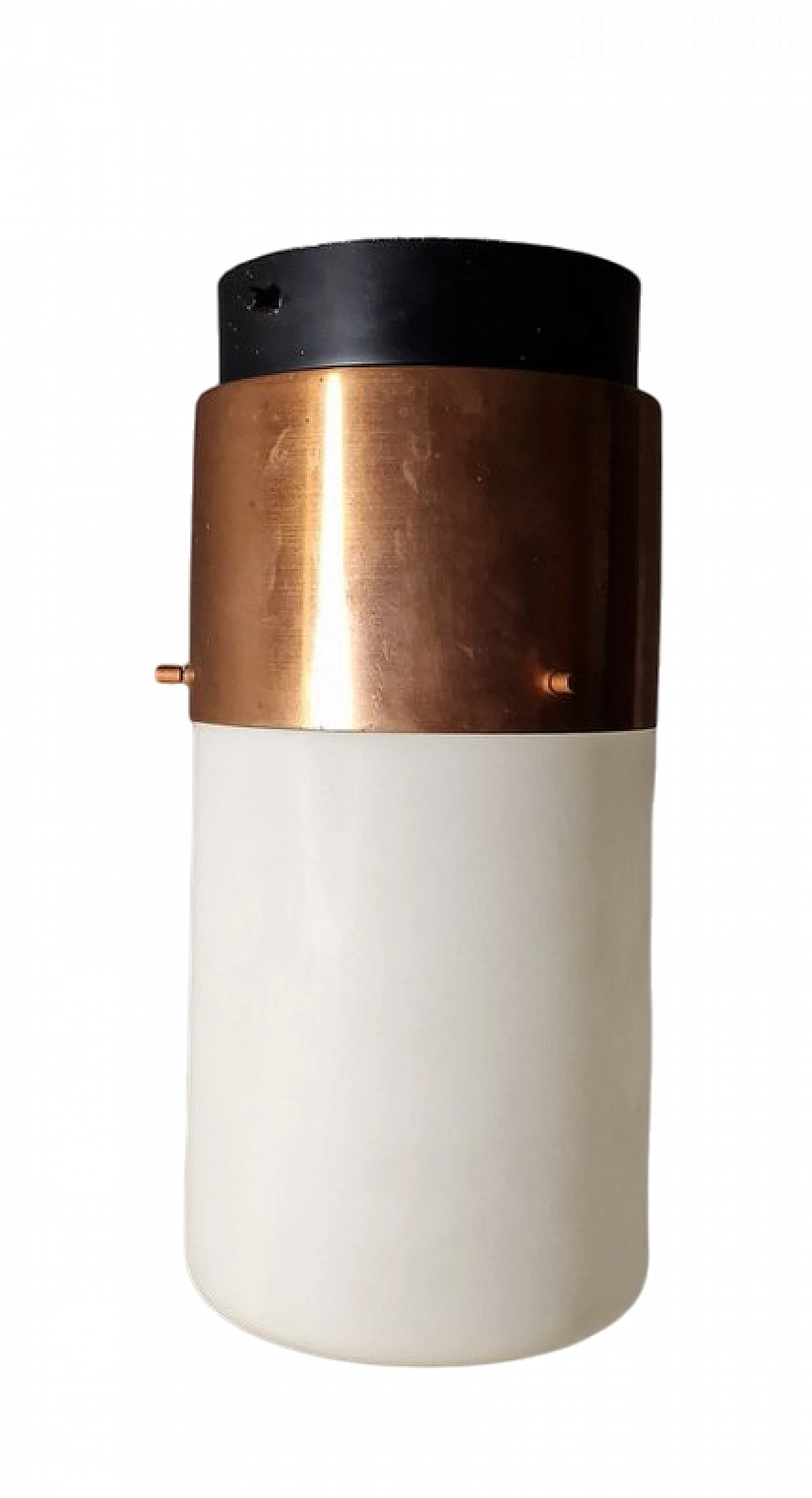 Copper and opaline glass ceiling lamp by Stilnovo, 1950s 9