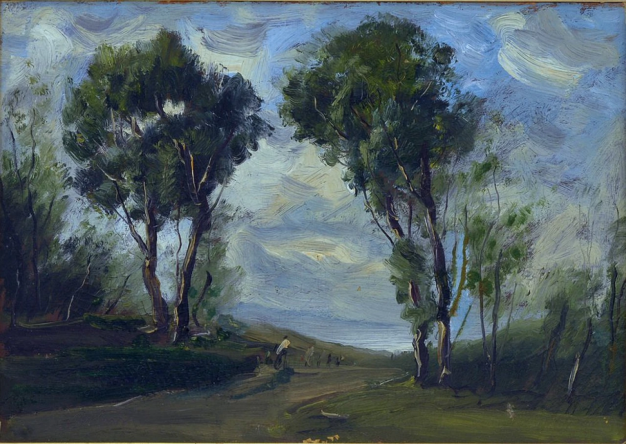 Paesaggio a Sorrento, olio su cartone di Antonio Asturi, anni '50 1
