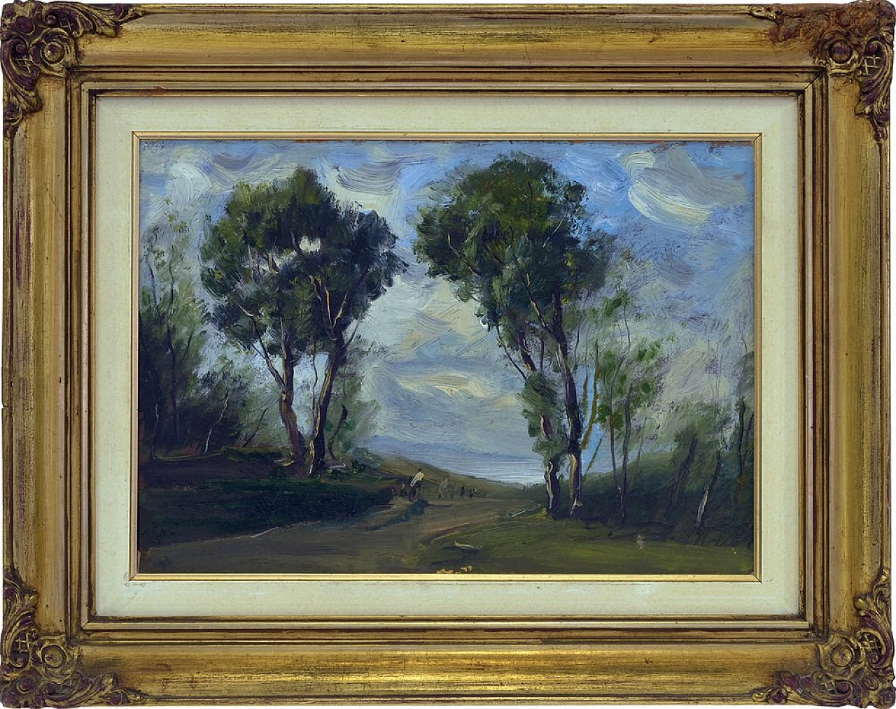 Paesaggio a Sorrento, olio su cartone di Antonio Asturi, anni '50 2