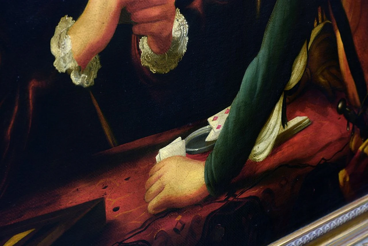 G. Perna da Caravaggio, I Bari, olio su tela con cornice, anni '70 4