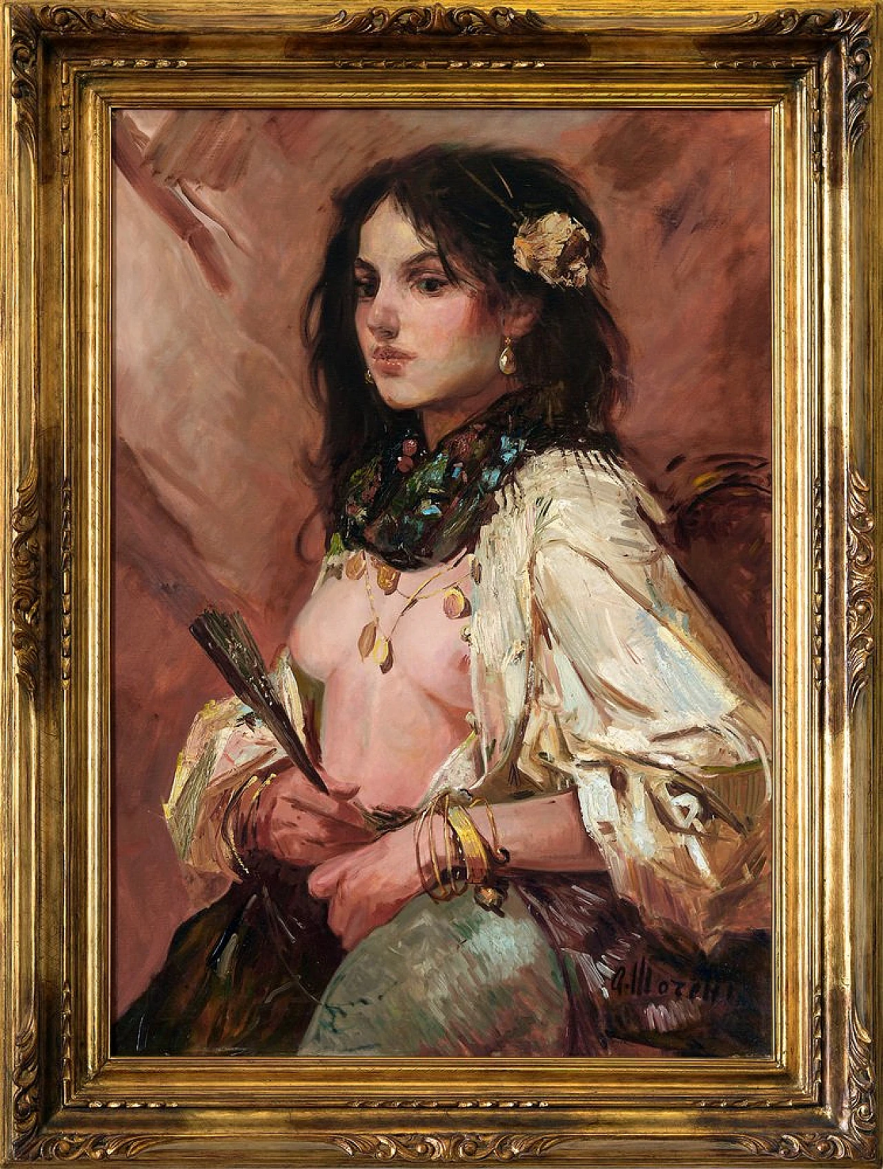 Sguardo accattivante di Giacomo Moretti, olio su tela, anni '60 1