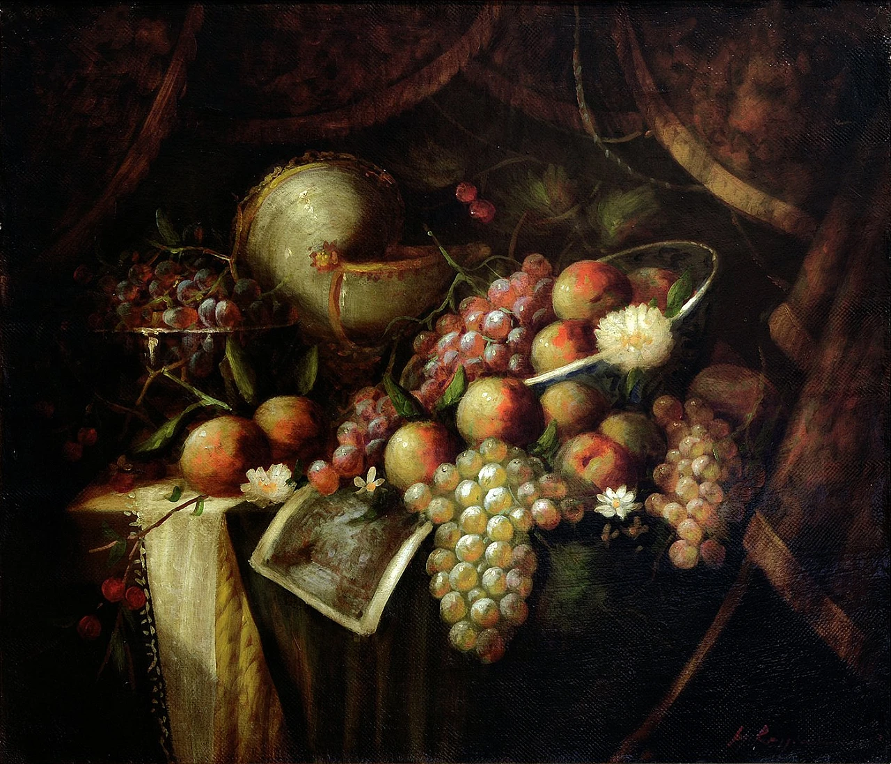 Natura morta di Massimo Reggiani olio su tela con cornice, anni '90 2