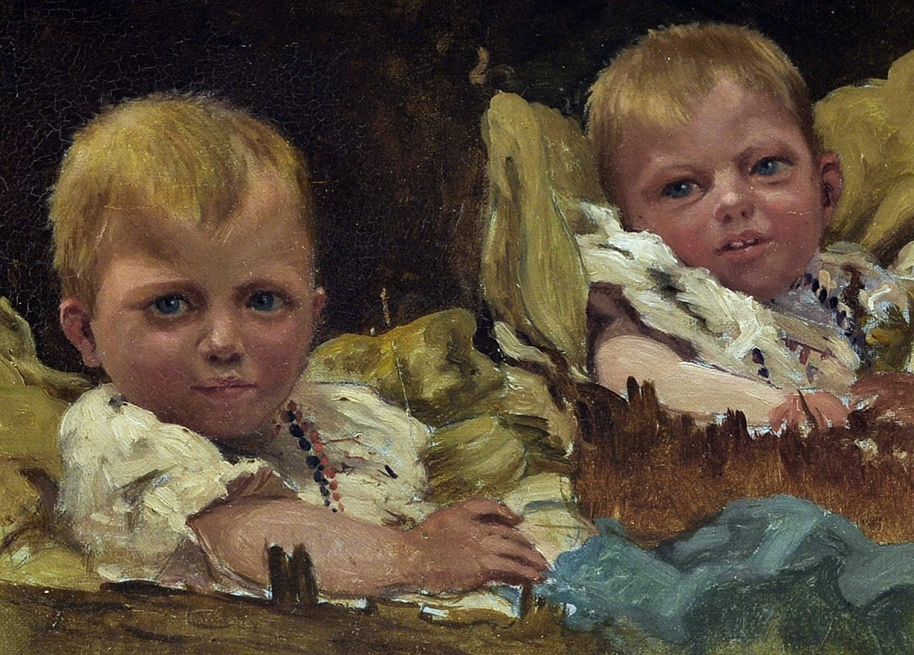 Children by Vincenzo Caprile, framed oil painting, early 20th century 3