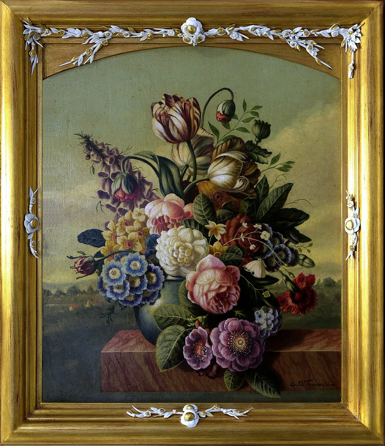 Composizione floreale di Carlo De Tommasi, olio su tela, anni 2000 1