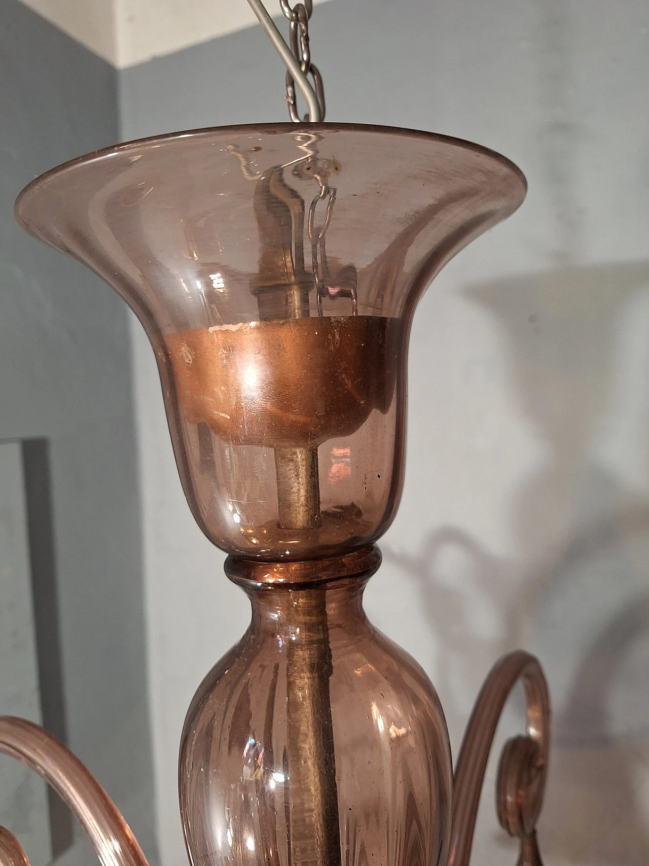 Three-light glass chandelier by V. Zecchin for MVM Cappellin, 1950s 27