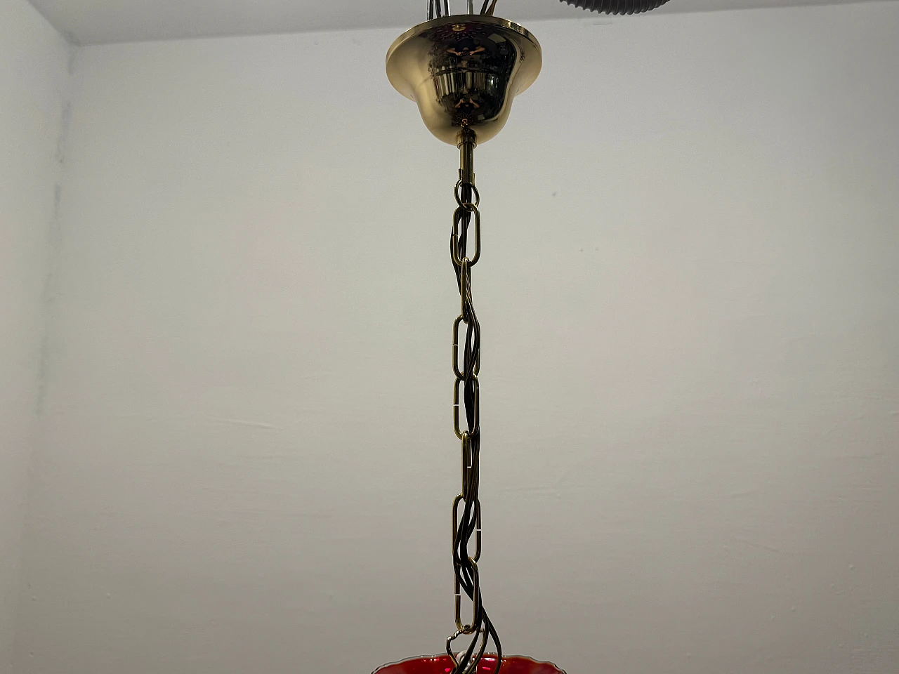 Lampadario veneziano in vetro di Murano rosso rubino, anni '80 5