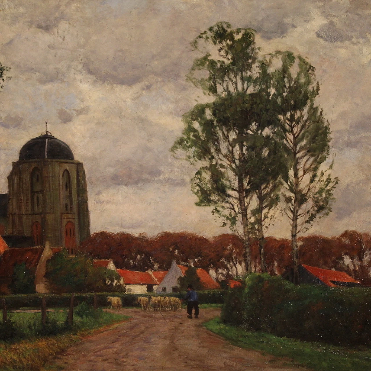 Landscape signed G. V. Hoven, oil on canvas, 1918 4