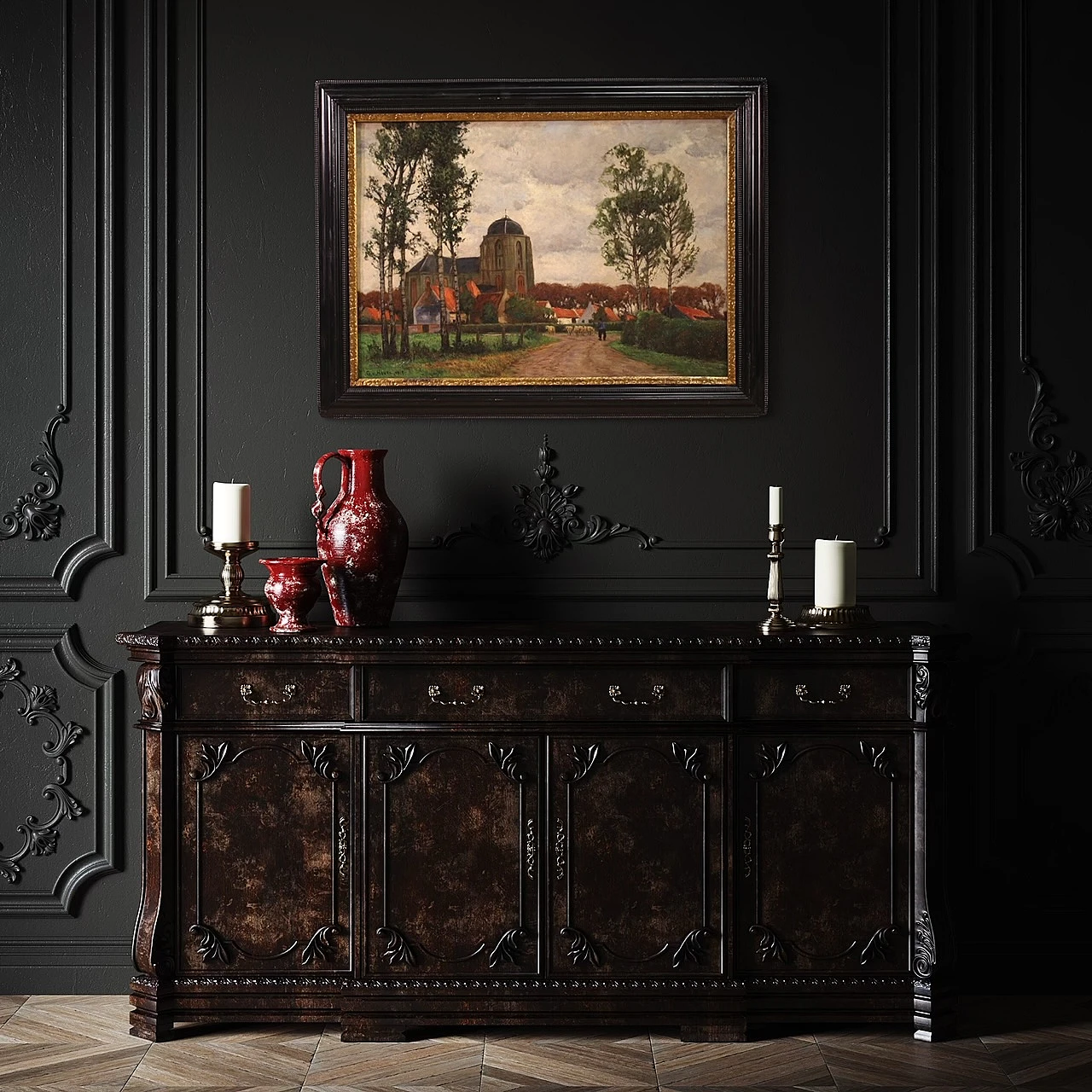 Landscape signed G. V. Hoven, oil on canvas, 1918 15