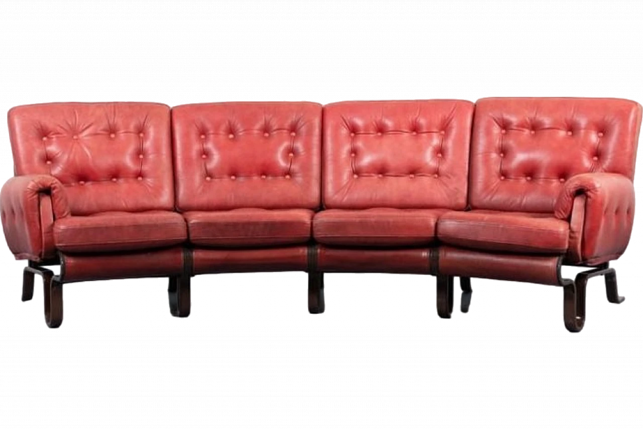 Floating leather sofa by Eric Sigfrid Persson, 1970s 11